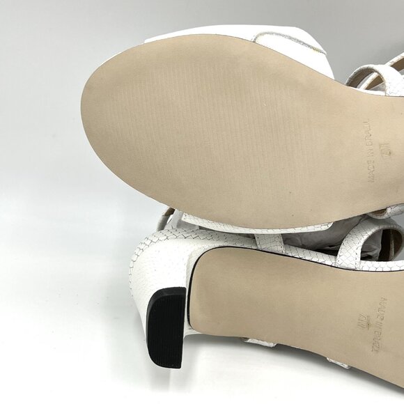 Walking‎ Cradles Size 7 Snakeskin Embossed White Leather Heels Sandals Shoes - Picture 10 of 14